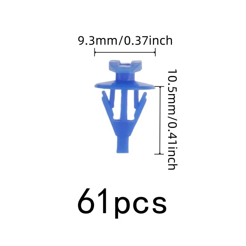 61 pcs Car Seal Strip Clips, Easy Push-in Install, Car Door Frame Seals Window Weatherstripping, Blue Plastic Body