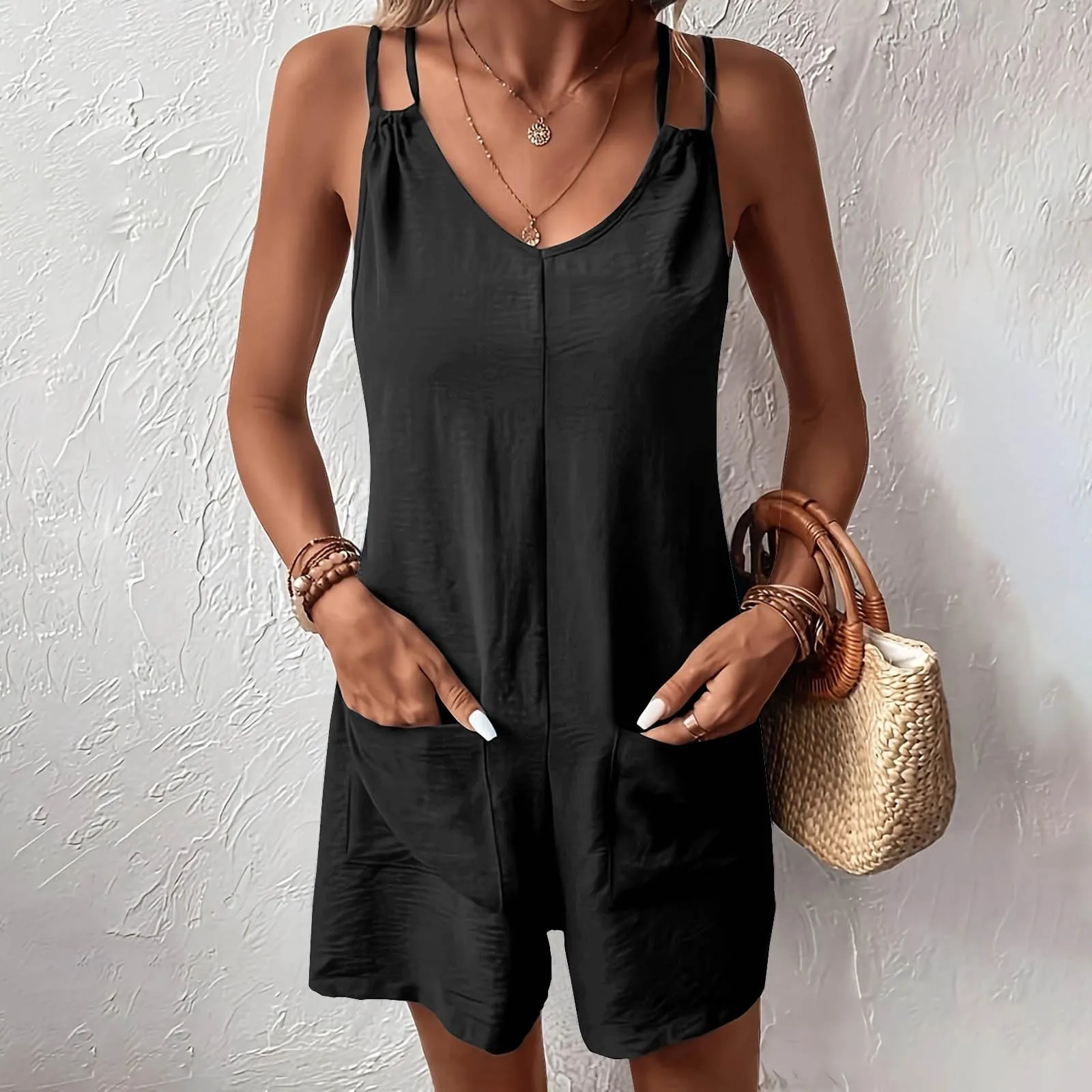 

Casual Loose Romper For Women Summer Wide Leg Overalls For Women New Arrivals Women Summer Outfit Macacao Femino Elegante