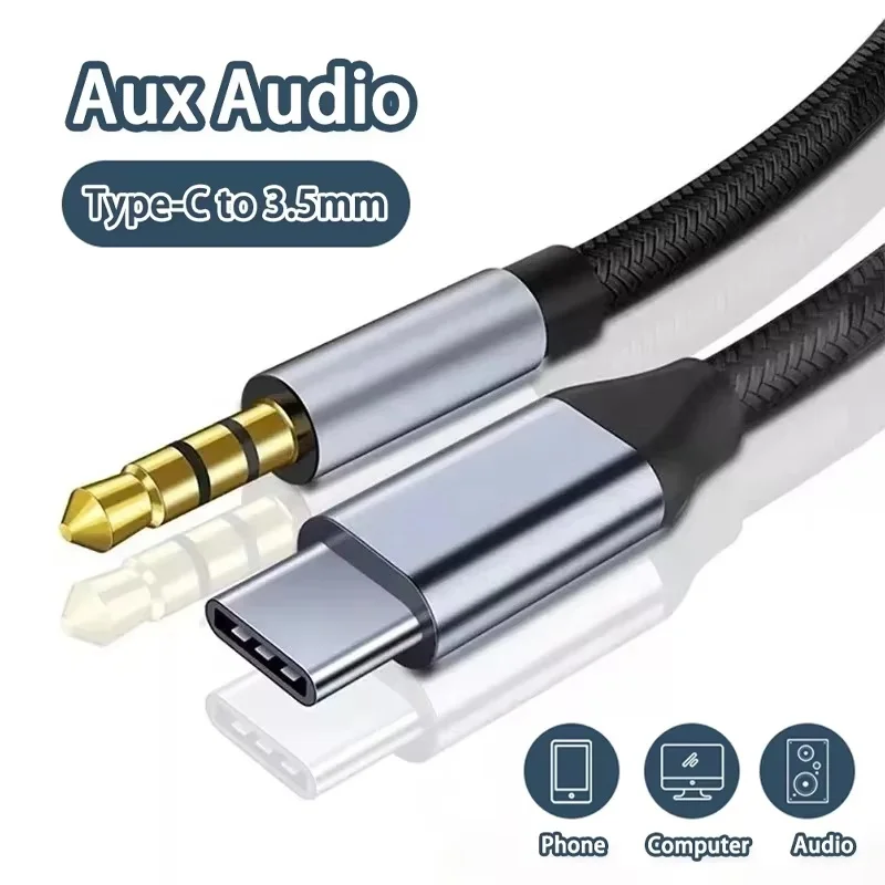 

USB C to 3.5mm Jack AUX Audio Cable Car Speaker HiFi Headphone Headset Adapter For iPhone 16 Pro Samsung Xiaomi Huawei Google