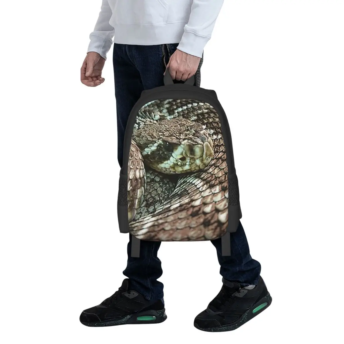 

Snake, Coiled Diamondback Rattlesnake Student Backpack School Bag Hiking Travel Daypack for Boys Girls Bookbag Shoulder Bags