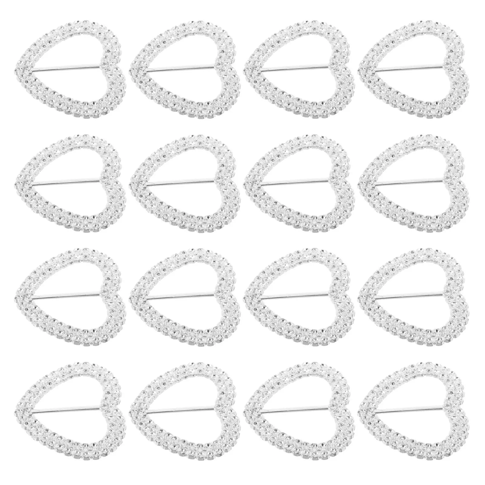 100Pcs Decorative Belt Buckle For Event Decor New Years Party Decor Heart Rhinestone Scarf Slider Clips Shirt Clasp