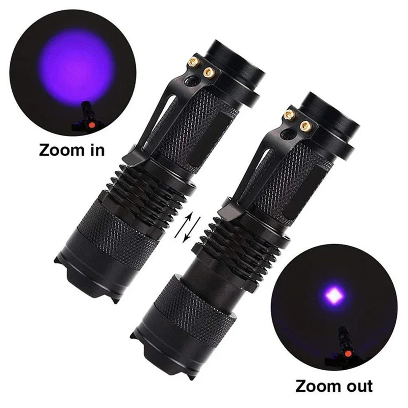 Linterna LED UV portátil de 3 modos, minilinterna ultravioleta pesada de 395/365nm, luz de detección de escorpión, manchas de orina de mascotas