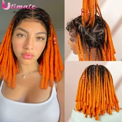 Volle Spitze gedrehte geflochtene Perücken synthetische Dreadlocks Zöpfe transparente Box geflochtene Perücken mit Babyhaar kurze Afro-Perücken für Frauen