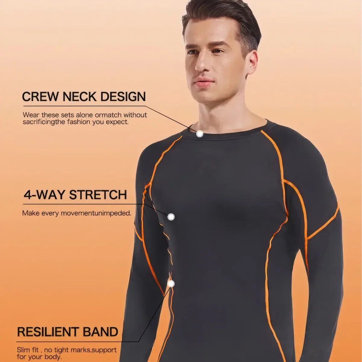 Winter Mens Fleece Athletic 2 Piece Set Gym Workout Running Sportswear Skiing Long Sleeve Compression Shirt Pants Sweatpants