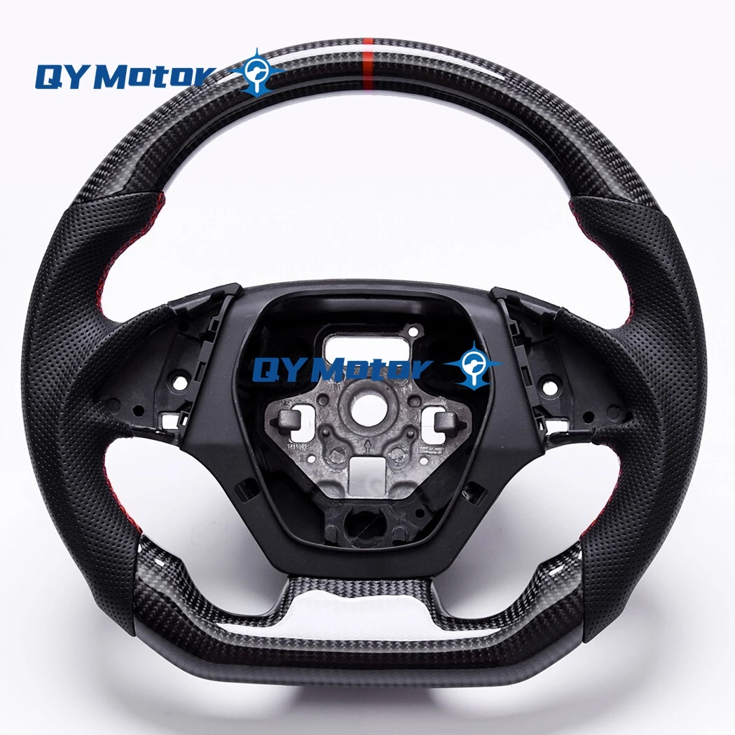 

Перфорированный кожаный руль из углеродного волокна для Chevrolet Camaro 2016-2022 SS Sport Racing Wheel Red Stripe