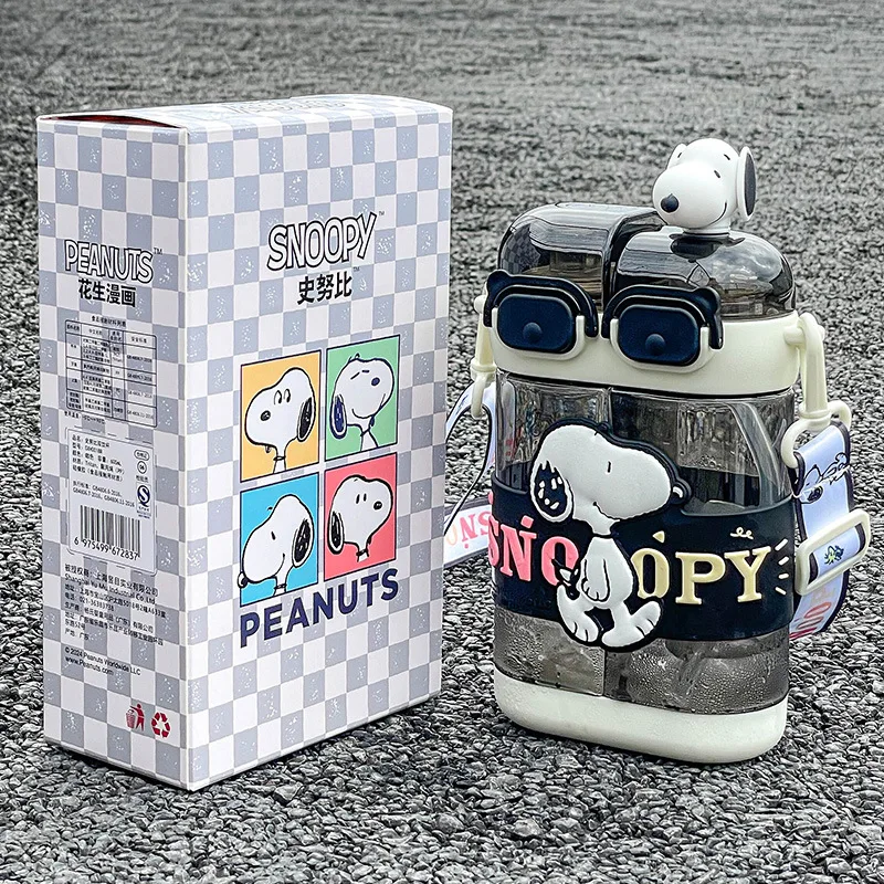 

Мультяшный Снупи 600 мл детская соломенная чашка Kawaii портативная непромокаемая портативная двойная бутылка для питья с большой емкостью