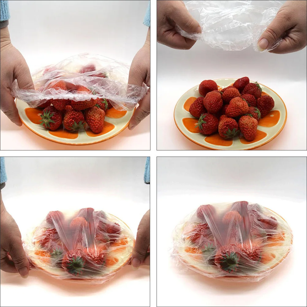 

200 pcs Reusable Bowl Covers Stretchable Airtight Plastic Food Storage Covers For Leftovers Transparent Kitchen Bar Accessories