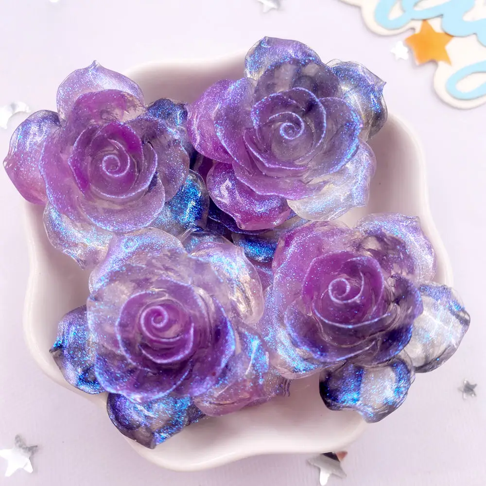 4 SZTUK 32mm AB Żywica Gradient Kolorowy Kwiat Lotosu Flatback Kwiat Rhinestone Scrapbook Decor DIY Odzież Rękodzieło Akcesoria — zdjęcie 3