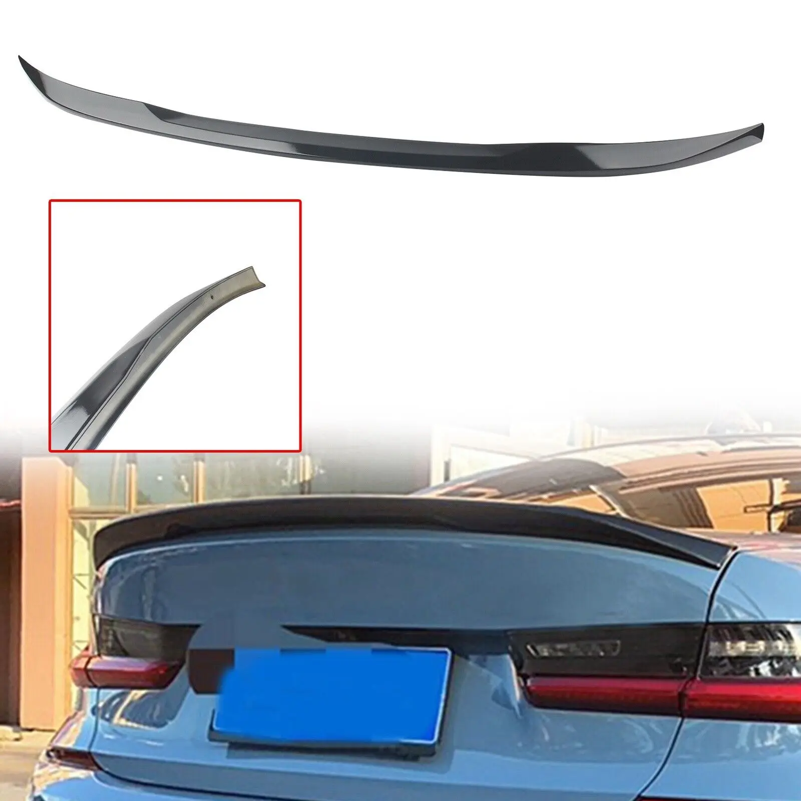 GLOSS BLACK PERFORMANCE LOOK BOOT LIP SPOILER FOR BMW G20 3 SERIES 4DR SALOON