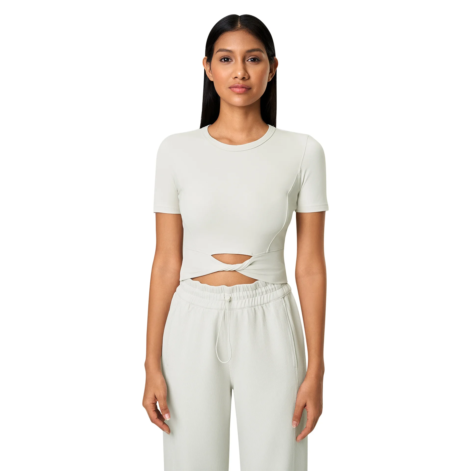 

Mermaid Curve Summer Naked Skin-friendly Yoga Top Short Navel-exposed Distinctive Kink Sports Short-sleeved T-shirt for Women