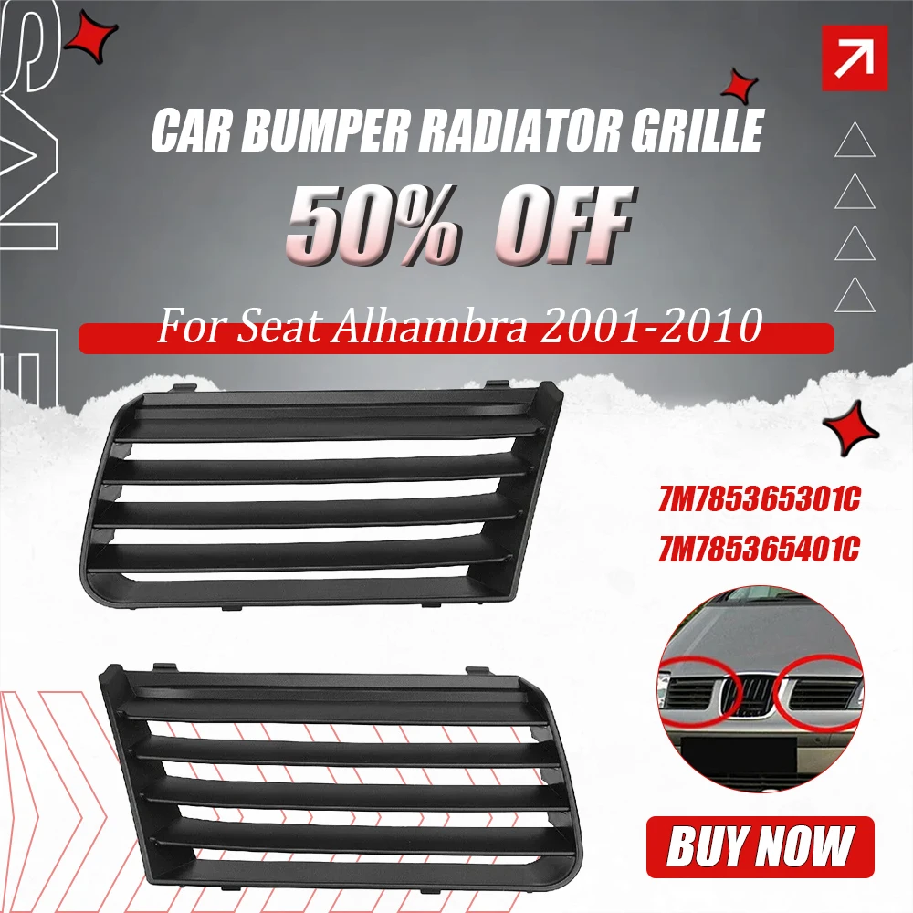 

Черный пластиковый передний левый и правый верхний бампер, решетка радиатора, подходит для Seat Alhambra 2001-2010 2009, 7M785365301C 7M785365401C
