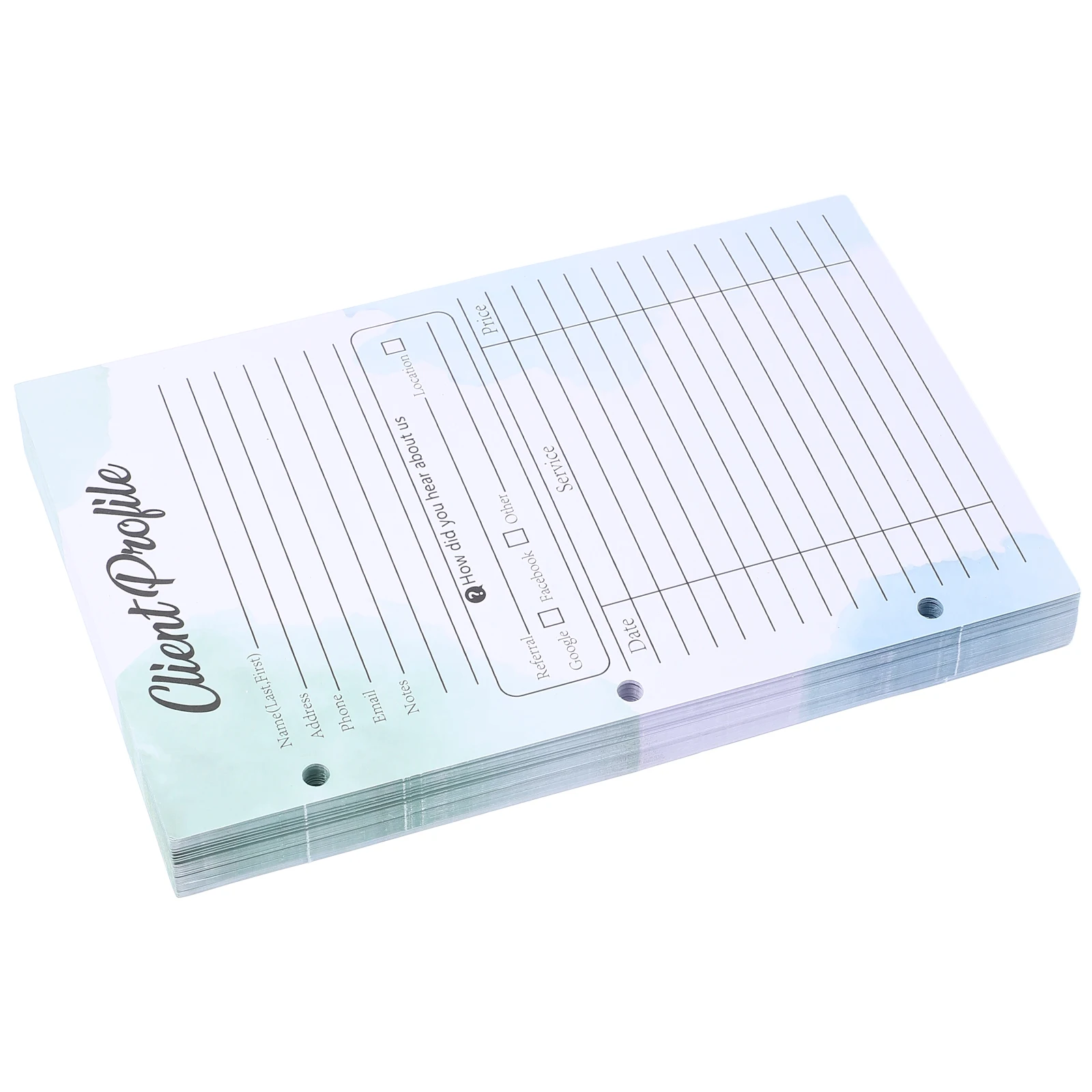 

50pcs Client Profile Hole Punch Design Information Record Sheets for Salon Business Document Organization Binder for Hair