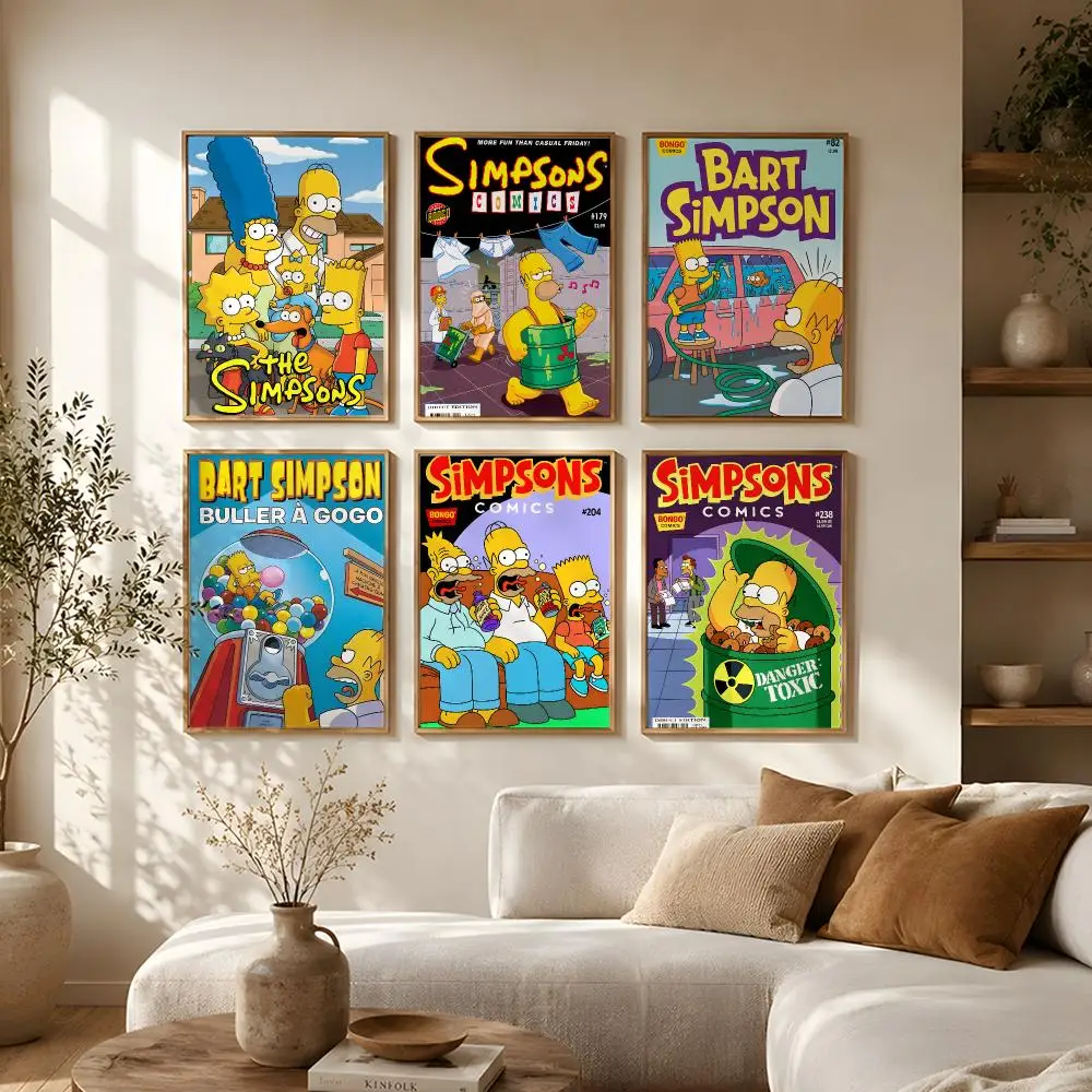The Simpsons Poster Self-Adhesive HD Mural Wall Decals, Living Room Bedroom Home Decor Gift