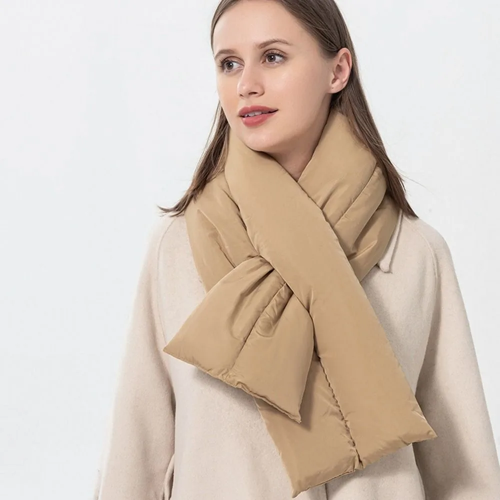 Simple Fashion Down Cotton Winter Scarf Warm Thickened Cross Ring Scarves Windproof Soft Skiing Scarve Outdoor Sports