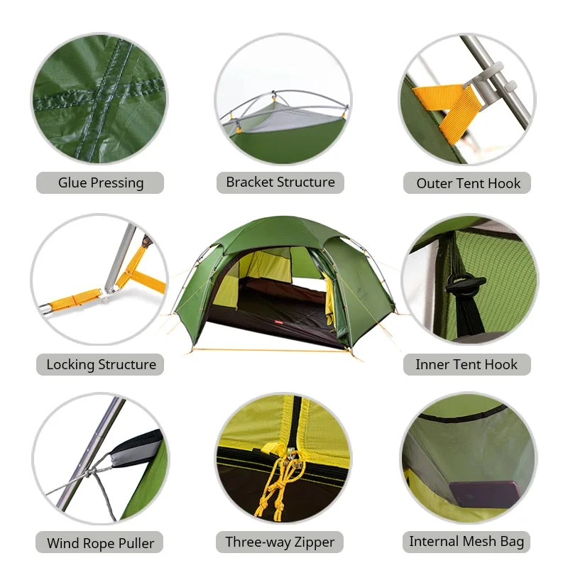 Naturehike Cloud Peak 2 People Tent T Zipper Ultralight 2 Persons Camping Hiking Outdoor Tent 20D Nylon Double Waterproof Fabric