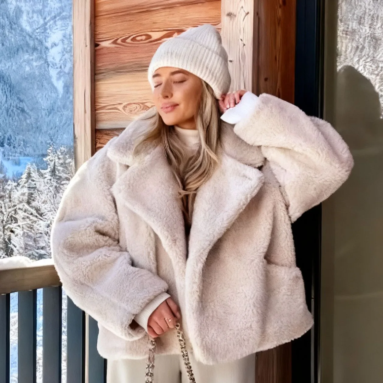 

Новинка 2025, осенне-зимняя толстая теплая зимняя меховая куртка, модное бархатное пальто с воротником, женская уличная одежда, свободный толстый верх, верхняя одежда