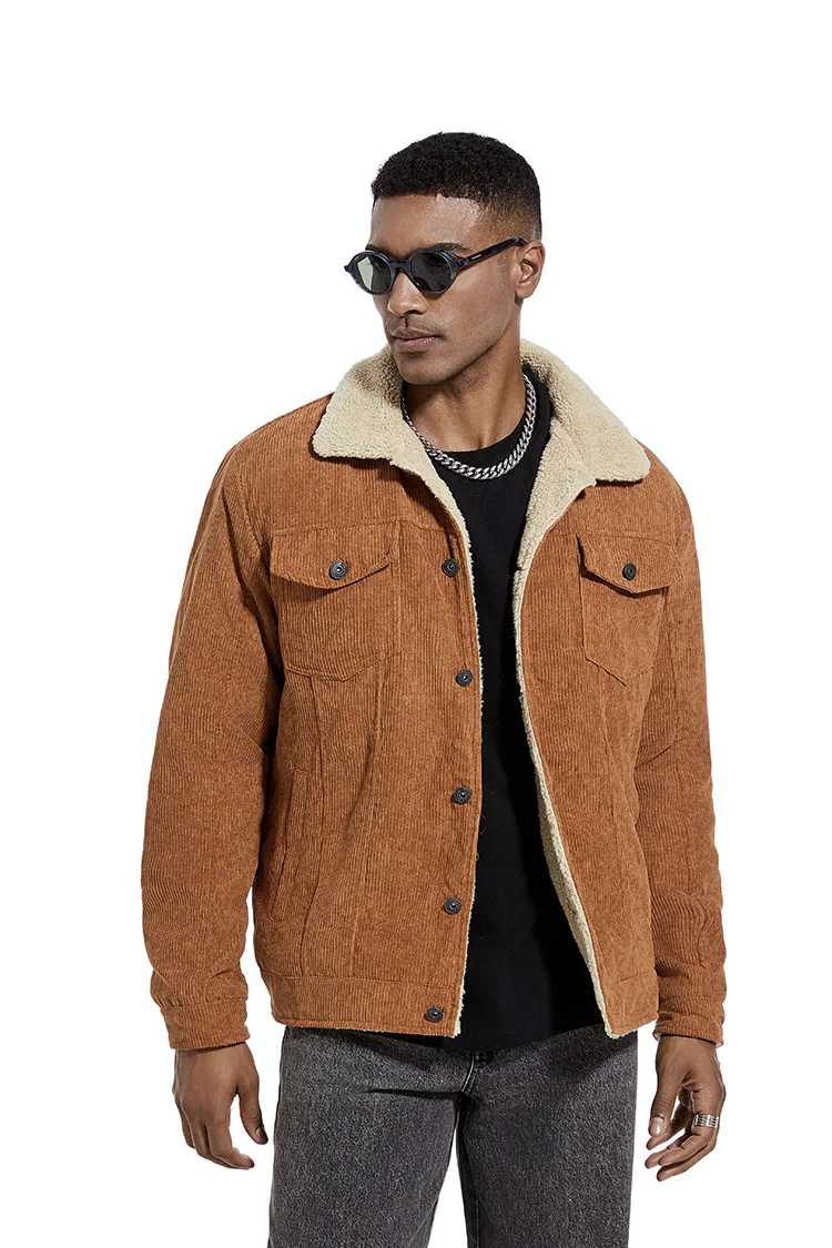 

Men's Winter Thickened Blue Lamb Fur Denim Jacket Korean Style plus Size Slim Fit Coat Fleece Lined Casual Outerwear