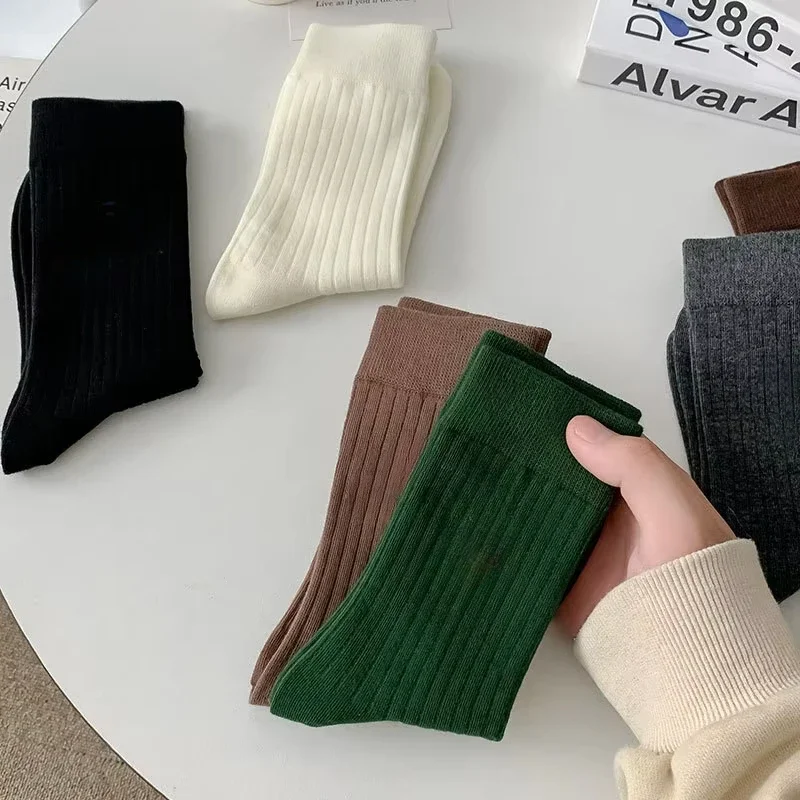 

Winter Warm Velvet Thickened Pile Socks Multicolor Embroidered Mid Calf Length Socks Brown Casual Cotton Comfortable Footwear