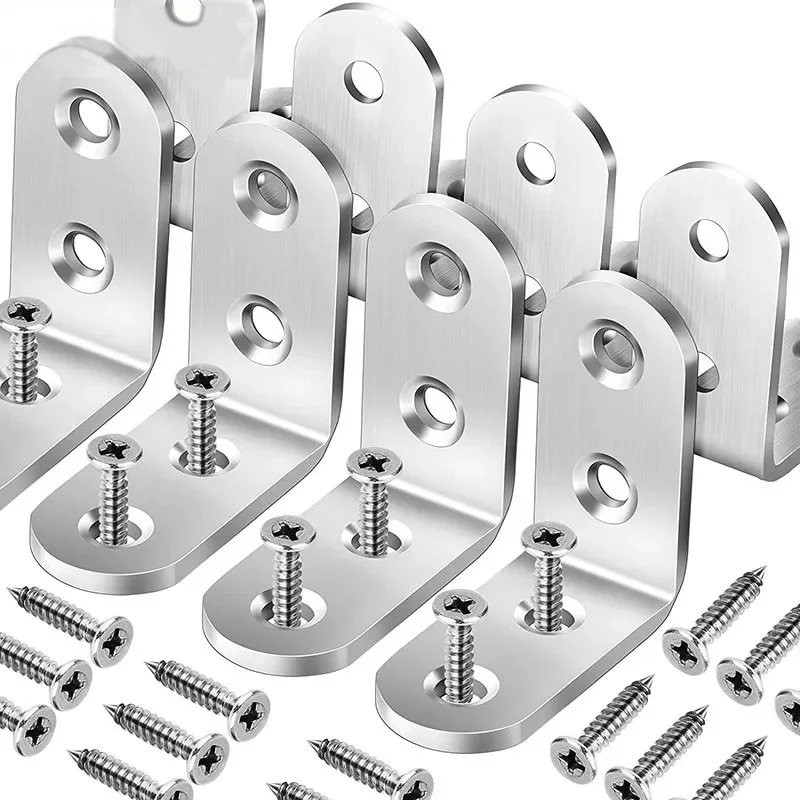 NAIERDI 10PCS 90 Degree Angle Corner Brackets Stainless Steel Corner Brace Fastener Wall Brackets Hanger for Shelves,Table,Chair