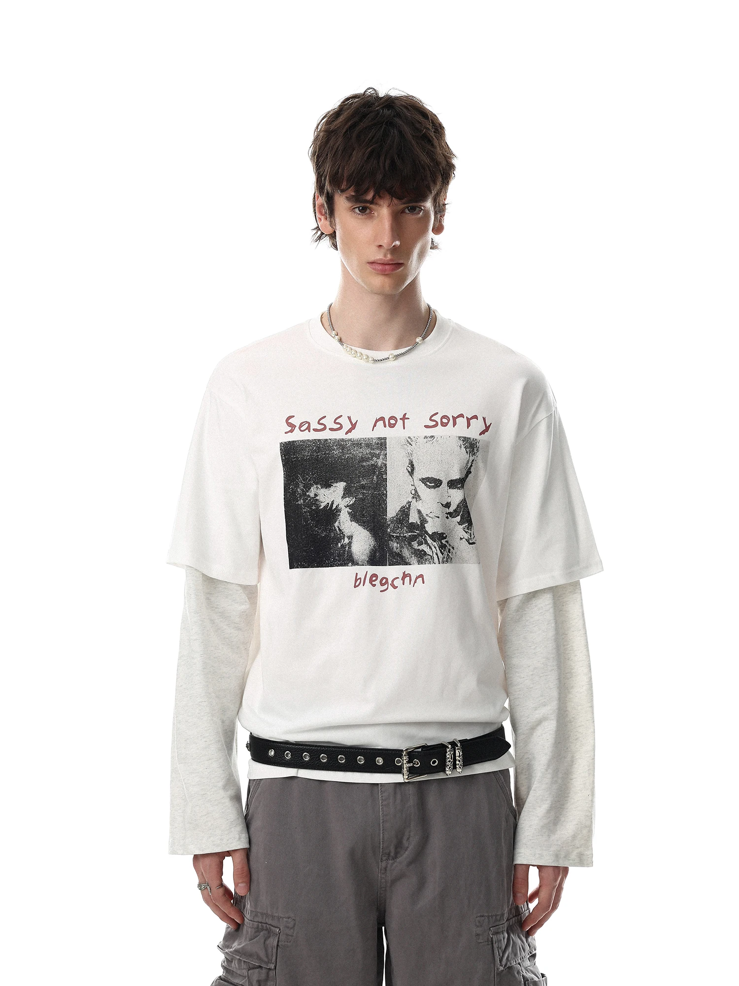 American Retro Long Sleeve T-Shirt Men Loose Street Casual Trendy Brand Top Cotton Breathable Comfortable round Neck Design