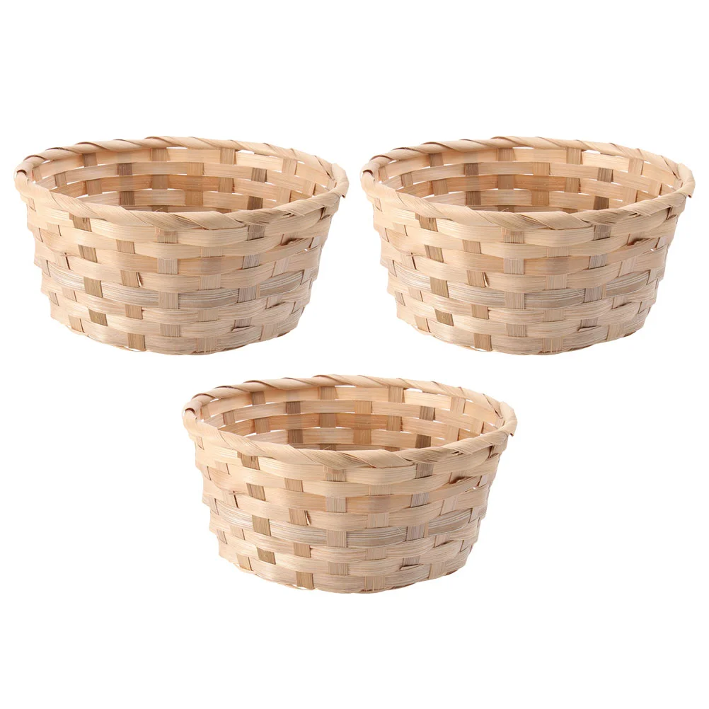 

3 Pcs Egg Basket Mini Storage Bins Bamboo Baskets for Gathering Fresh Eggs Round Wicker