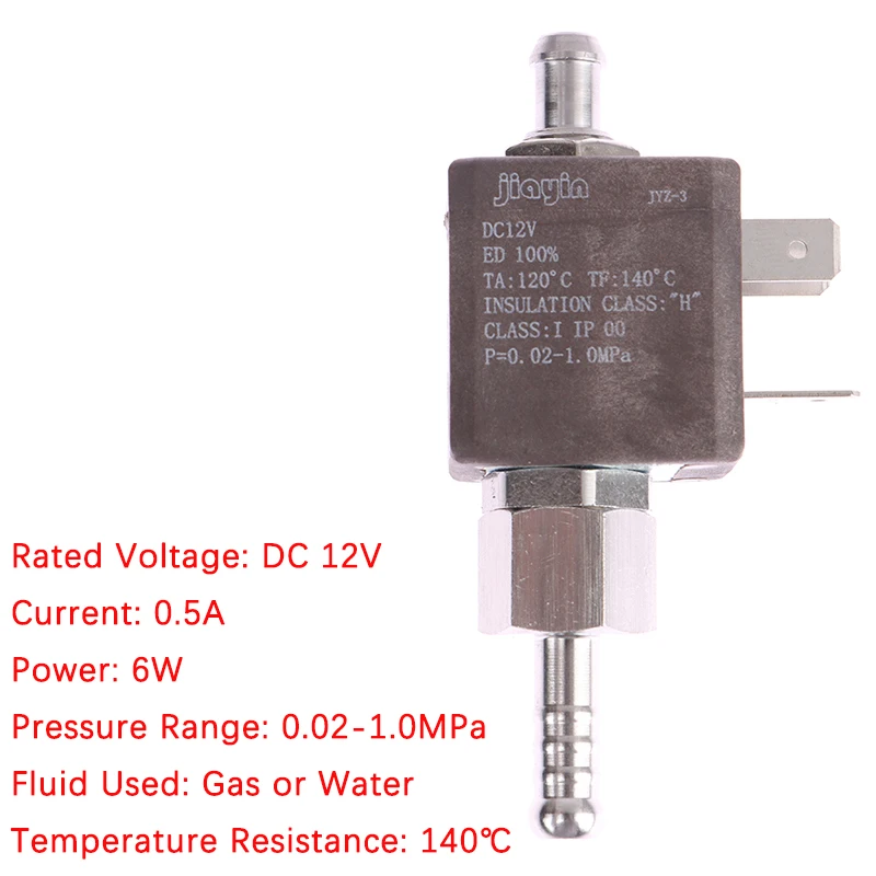 Válvula de agua de acero inoxidable, válvula de aire de alta resistencia a la temperatura, normalmente abierta, 12V