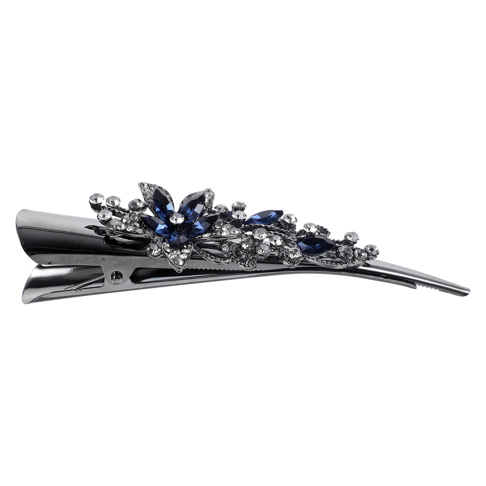 Retro Large Rhinestone Metal Horn Clip Headband Crystal Hairpin Pointed Beak (dark Blue) Miss Decor Clips for Bling