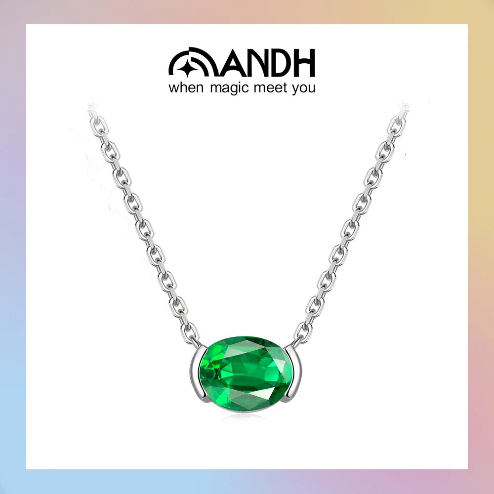 

ANDH 6*8 мм овальная огранка-пасьянс ожерелье лабораторный изумруд/сапфир/рубина элегантные ожерелья изысканные ювелирные изделия подарок для женщин