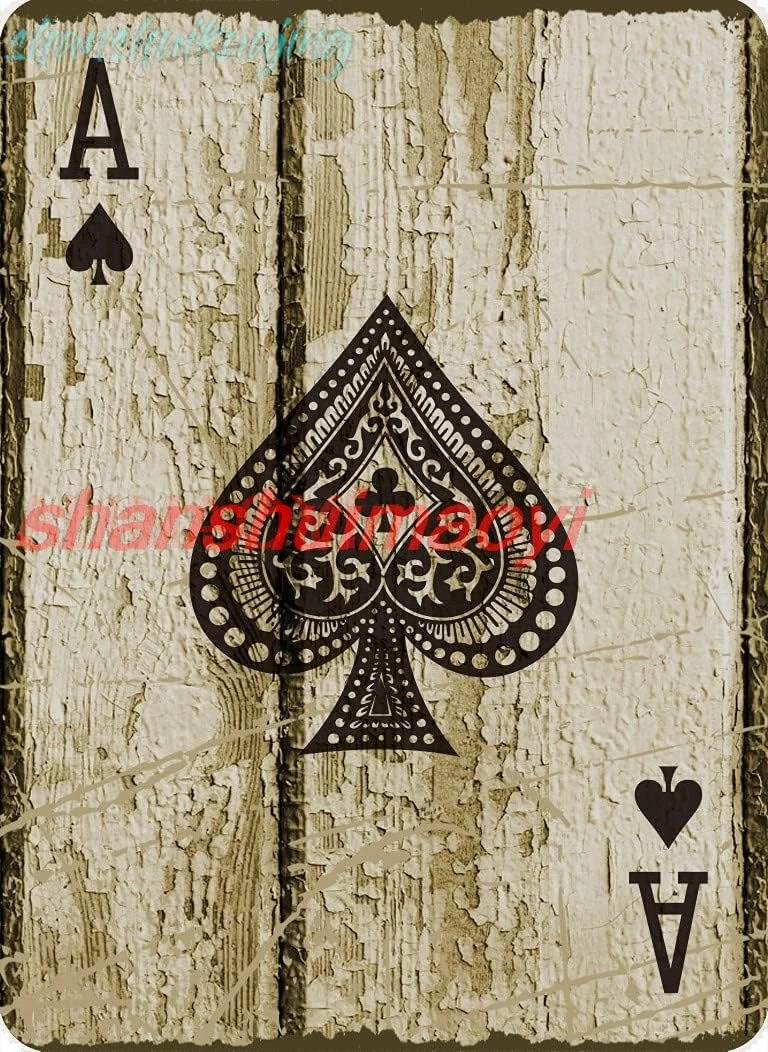 Eveokoki Metal Sign 8 x 12inches - Ace of Spades Poker Man Cave Vintage Look Tin Sign Wall Decoration Bar Cafe Home Decor P sign