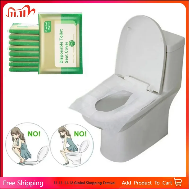 

50PCS Disposable Toilet Seat Cover Paper Waterproof Soluble Water Type Travel Camping Hotel Bathroom Accessory Pad Portable
