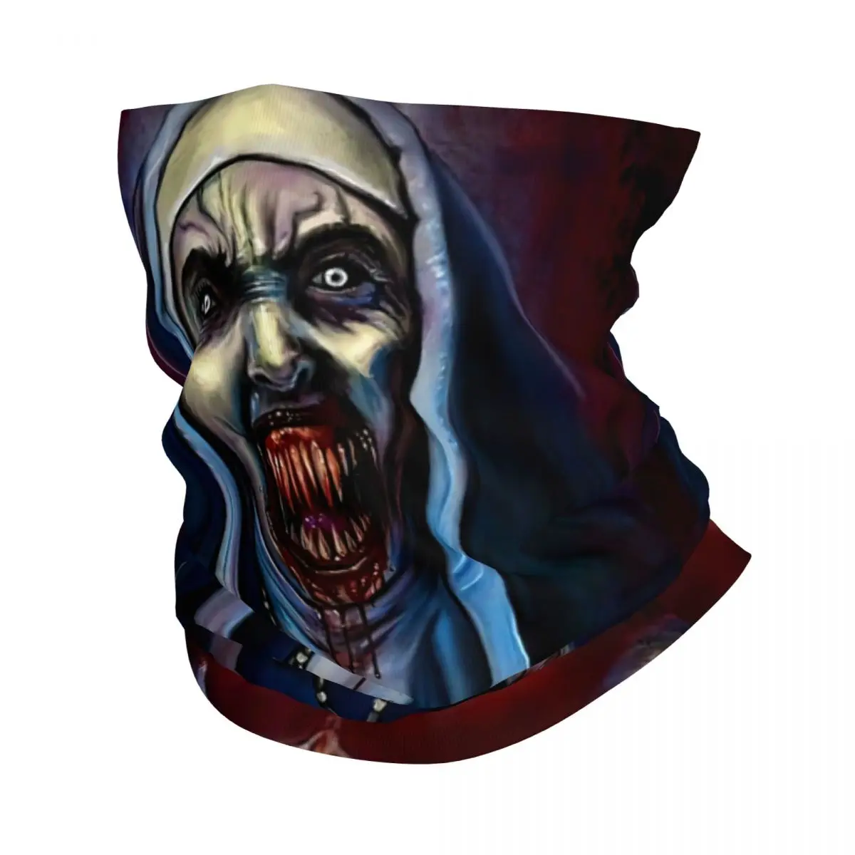 The Nun Valak Bandana Neck Warmer Women Men Winter Ski Tube Scarf Gaiter Halloween Horror Movie Character Face Cover