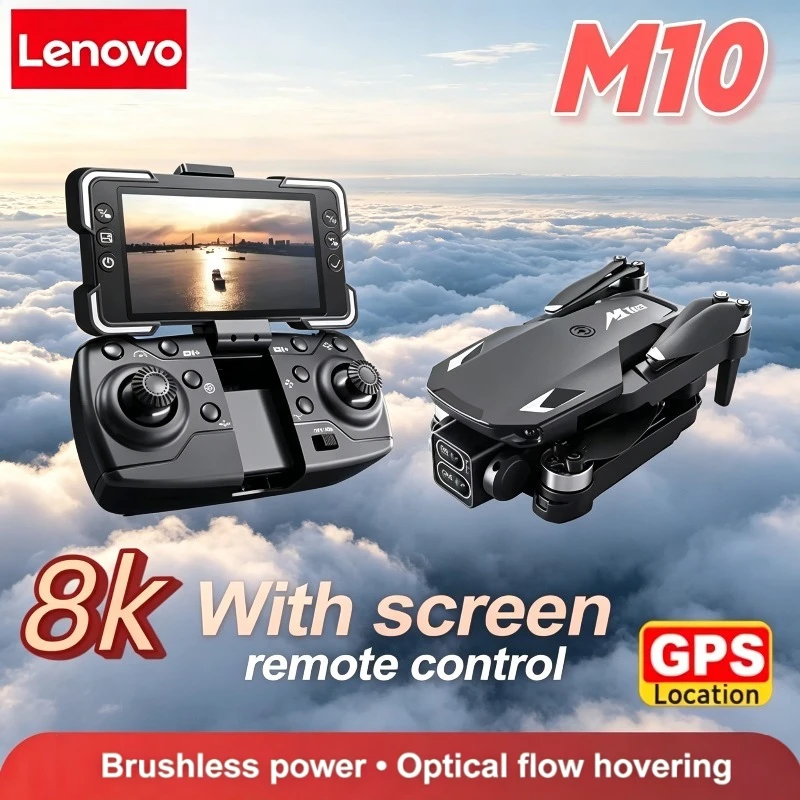 Lenovo M10 Drone professional 8K HD dual camera Brushless motor With Screen RC 5G WIFI Obstacle Avoidance Quadcopter Toys