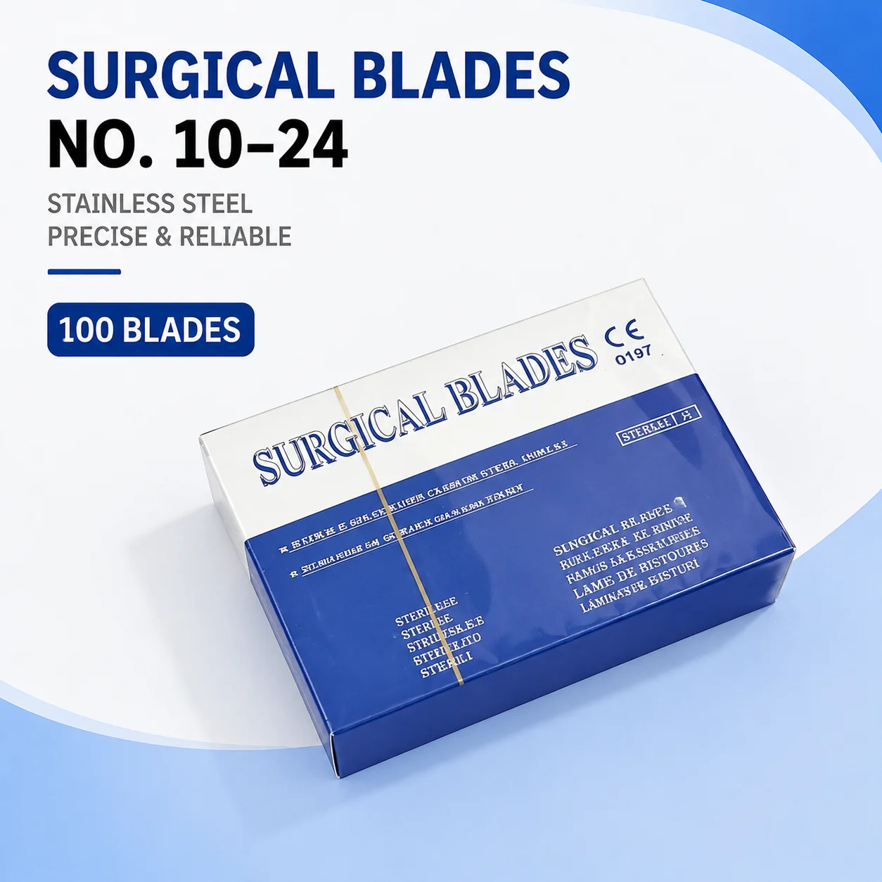Surgical Scalpel Blades No.10-24 with Handle No.3/4/7 Stainless Steel Dental Kit and Free Metal Case for OralSurgery