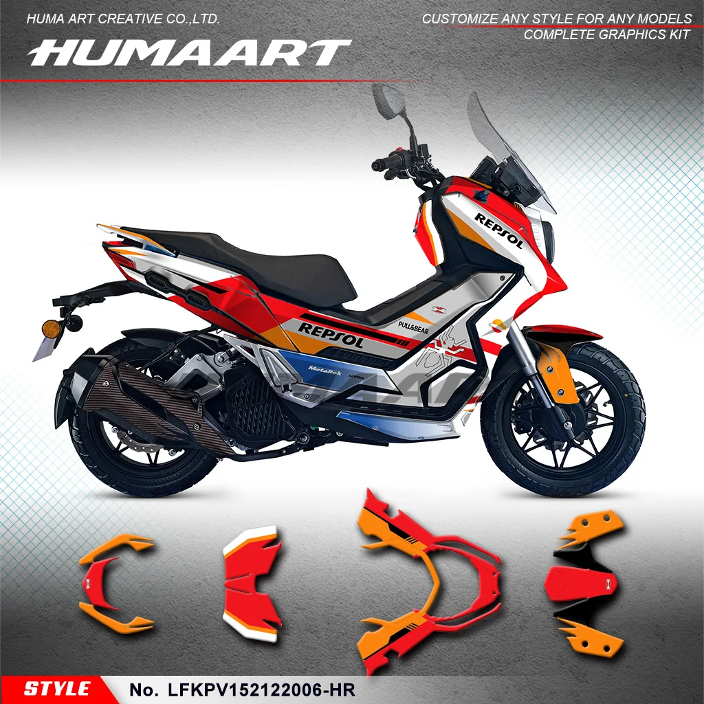 

HUMAART Custom Graphics Decal Kit Wrap Design for LIFAN KPV 150 2021 2022 Scooter, Repair, LFKPV152122006-HR