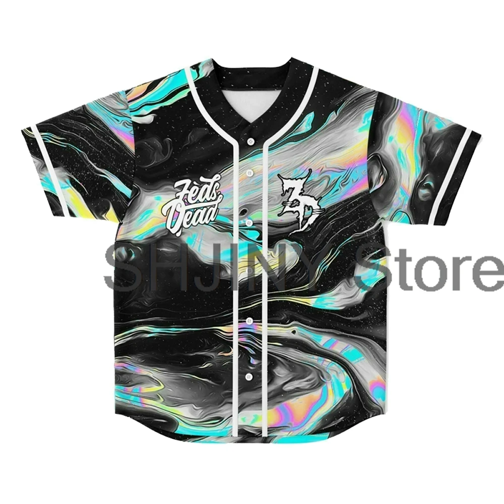 Zeds Dead Headbanger Baseball Jersey Tops V-Neck Short Sleeve Button-up Shirts Women Men Streetwear Fashion Clothes