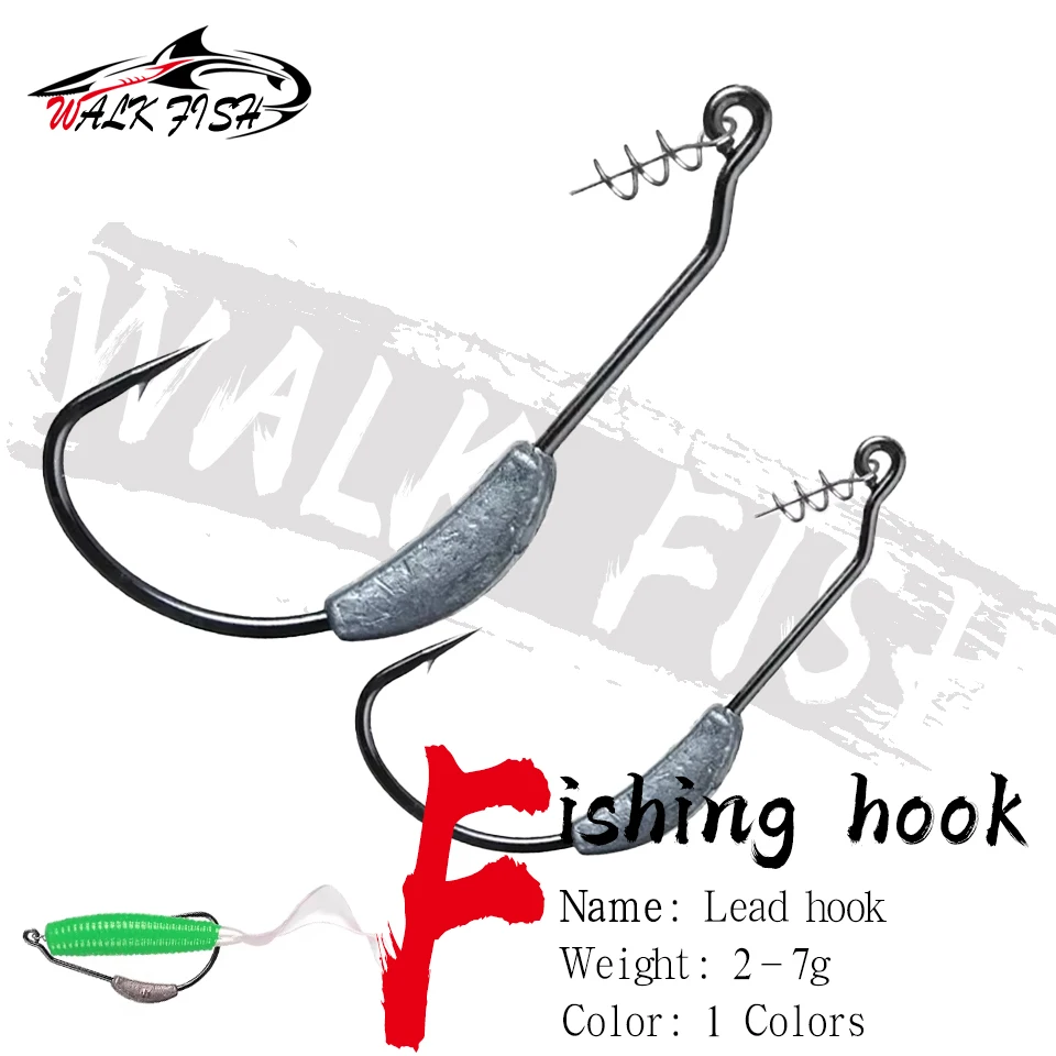 WALK FISH 5 Stück 2 g 2,5 g 3 g 5,25 g 7 g Angelhaken Blei Jigkopf Blei Schwarz Nickel Barb Kurbel Carbon Haken Weiche Köder Angelausrüstung