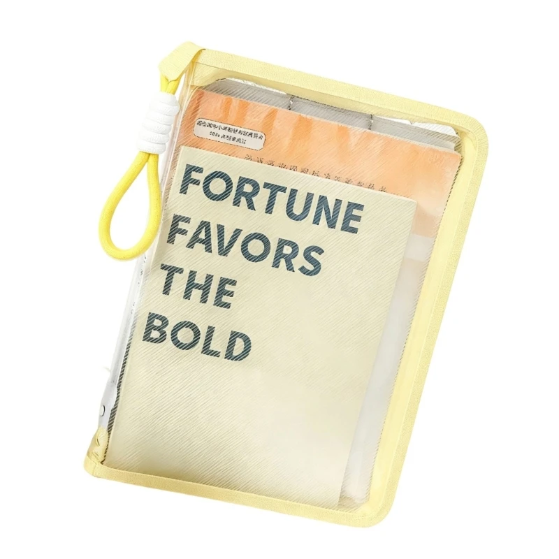  Clear File Organiser With Clipboard and Handle Waterproof Zippered Document Bag