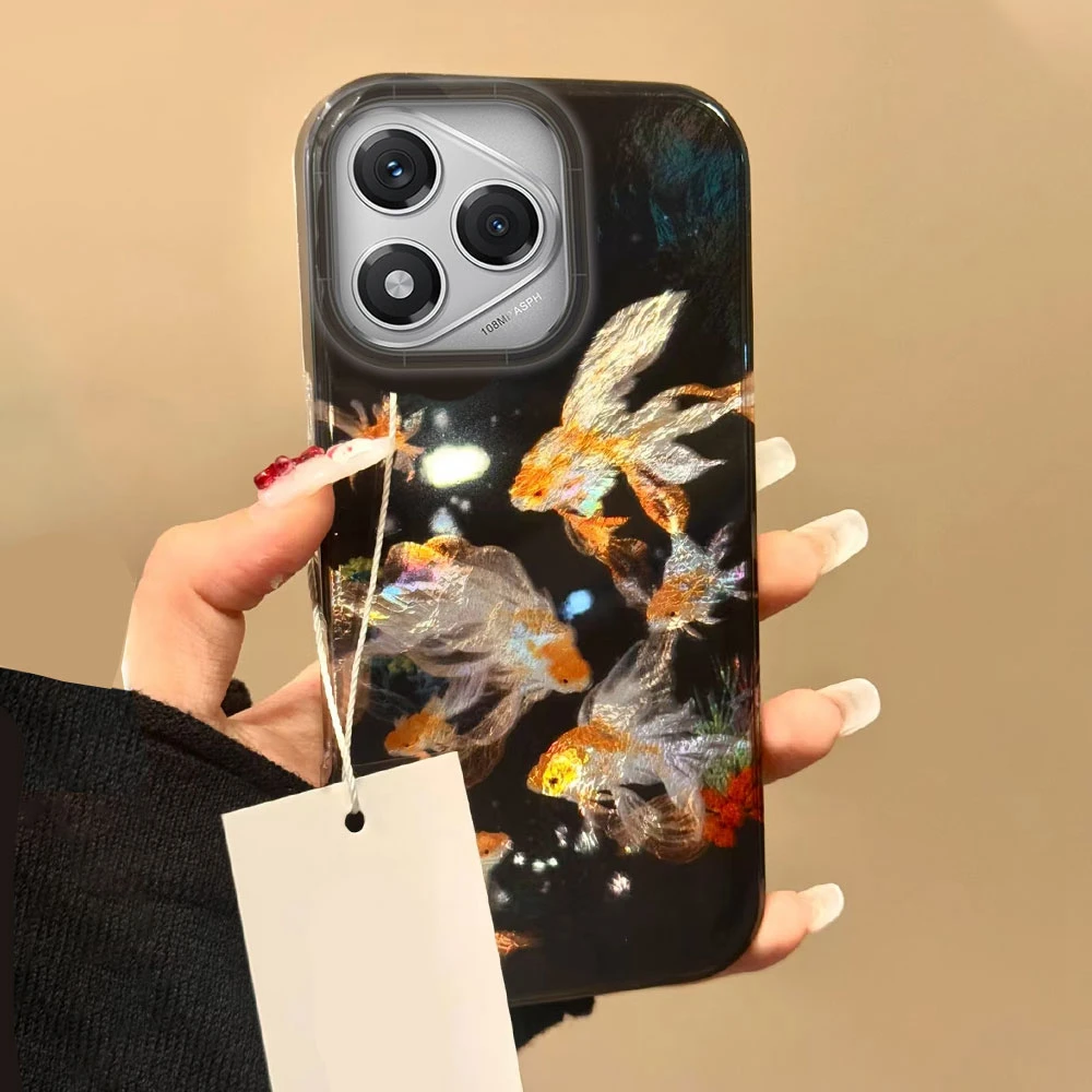 Koi Goldfish Sparkle Schwarz glänzend Handyhülle für Honor 400 200 90 Smart Pro Magic7 6 5 70 Lite X9c X9a X8a X8b X6a X6c X7b Abdeckung