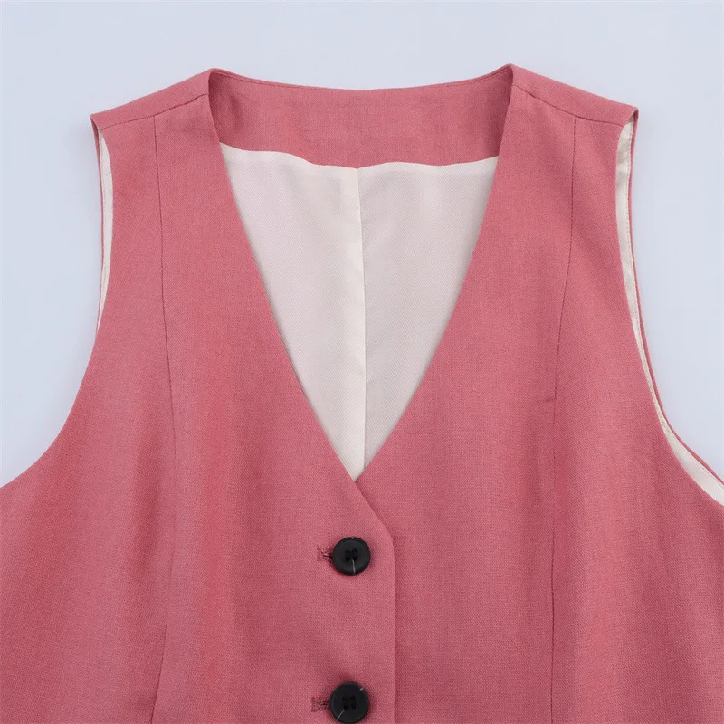 Frauen Sommer Zwei Stück Kurze Set Vintage Solide Einreiher V-ausschnitt Weste Tops + Zipper Shorts Büro Dame Anzüge