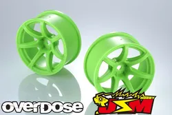 OD2724B OVERDOSE R-SPEC WORK EMOTION T7R RC Drift Wheel Hub Fluorescent Green Offset 7mm