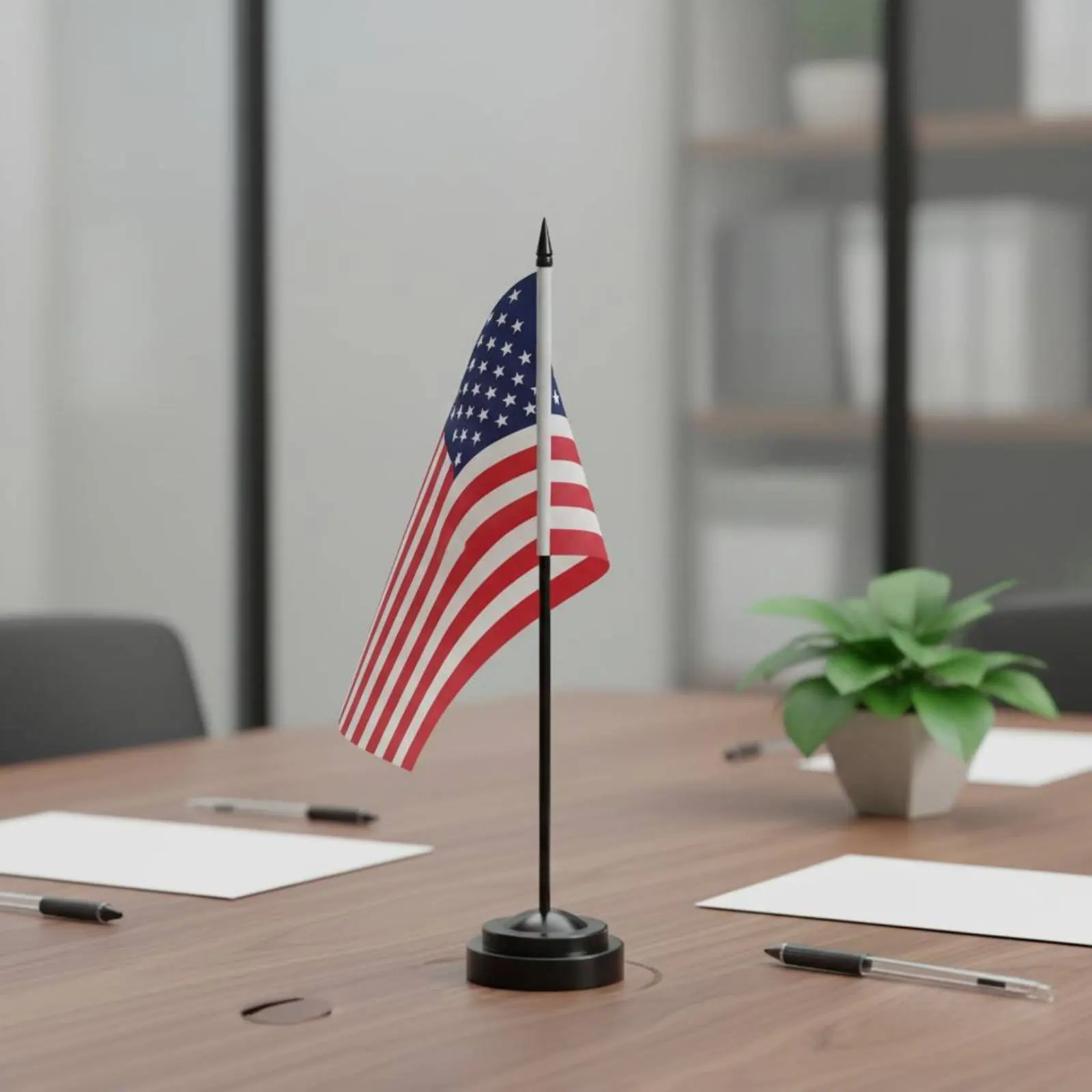 Desk Flag with Stand International Sports Tournament Theme Desktop Country Flag Vivid Color Elegant Design for Business Owners