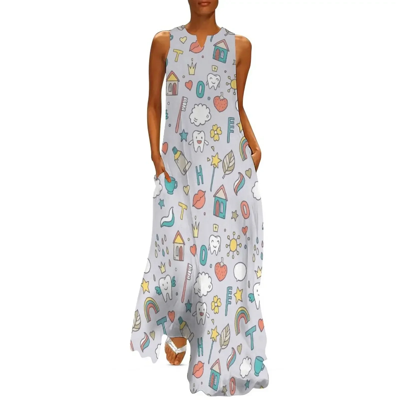 

Cute pattern with fairy magic teeth Long Dress dress women summer elegant women's dresses sale women dress