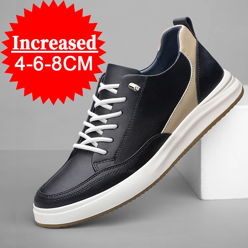 

Men Elevator Shoes 4/6/8CM Invisible Inner Heightening Shoe High Quality Leather Outdoor Casual Sports Shoes Walking Work Shoes