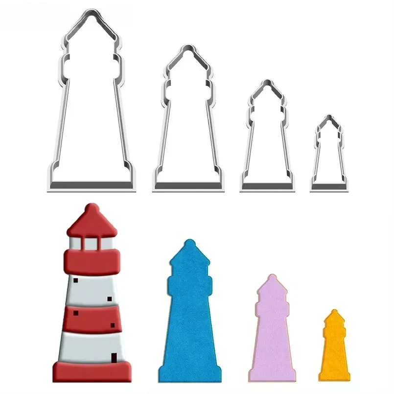 Four Specifications Cartoon Building Graphical,lighthouse,Plastics Mould,Cake Fondant Tool,Cookie Sushi and Fruit Cutters