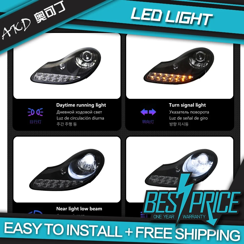 AKD Auto Styling für Porsche Boxster 986 Scheinwerfer Boxster 986 Scheinwerfer LED DRL Signal Kopf Lampe Zubehör