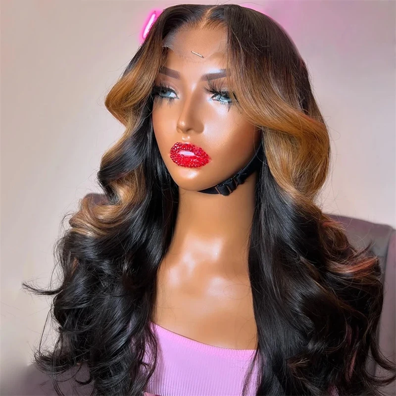 

Soft 28Inch Body Wave Glueless Highlight Brown 5x5 Silk Base Jewish Human Hair Wig Baby Hair HD Lace European Hair Preplucked