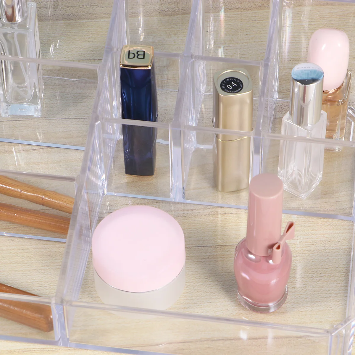 

1 pc Acrylic Lipstick Storage Box Transparent Desktop Rack Durable Organizer For Women Large Size Lipstick Holder Nail