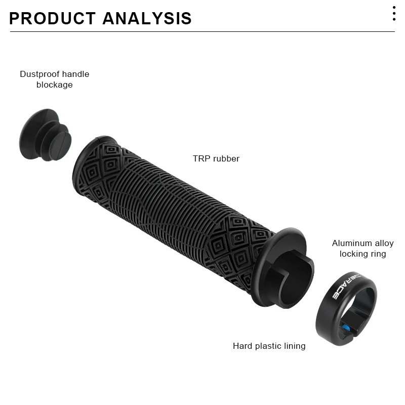 RIDERACE Bicycle Handlebars Grips Anti-skid Comfy Bar Ends Bike Handle Bar Bmx Steering Grip TPR Rubber Ergonomic Mountain Mtb - view 2