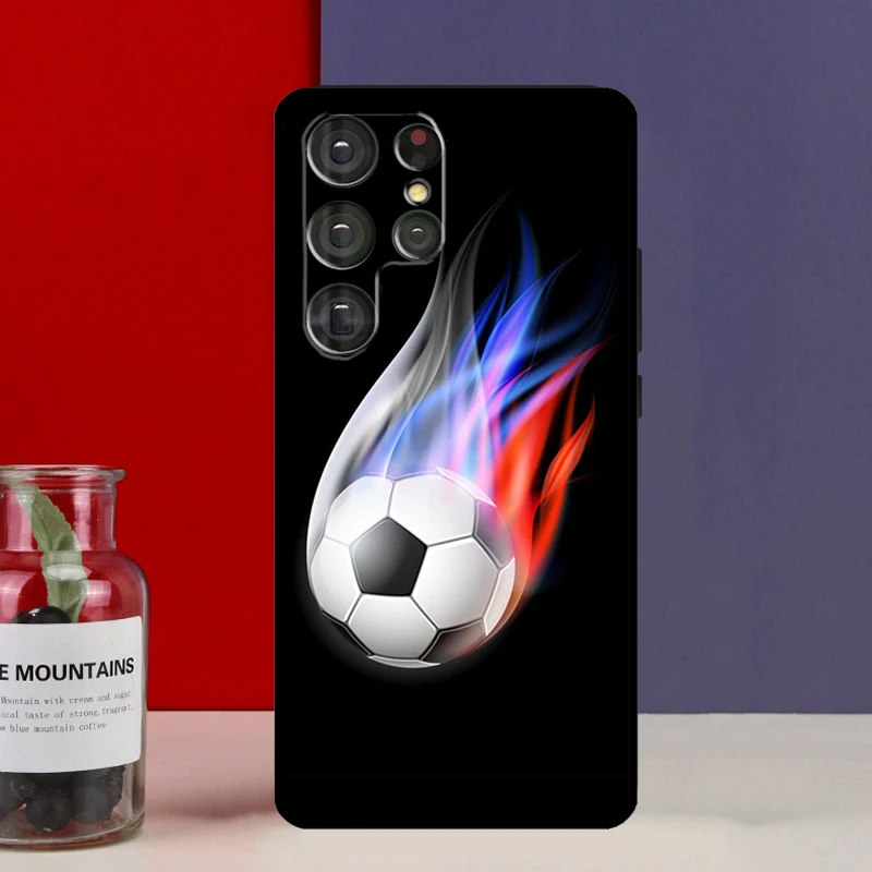 Fire Football Soccer Ball Case For Samsung Galaxy S22 S23 S21 Ultra S20 FE Note 20 Ultra S8 S9 S10 Note 10 Plus Cover