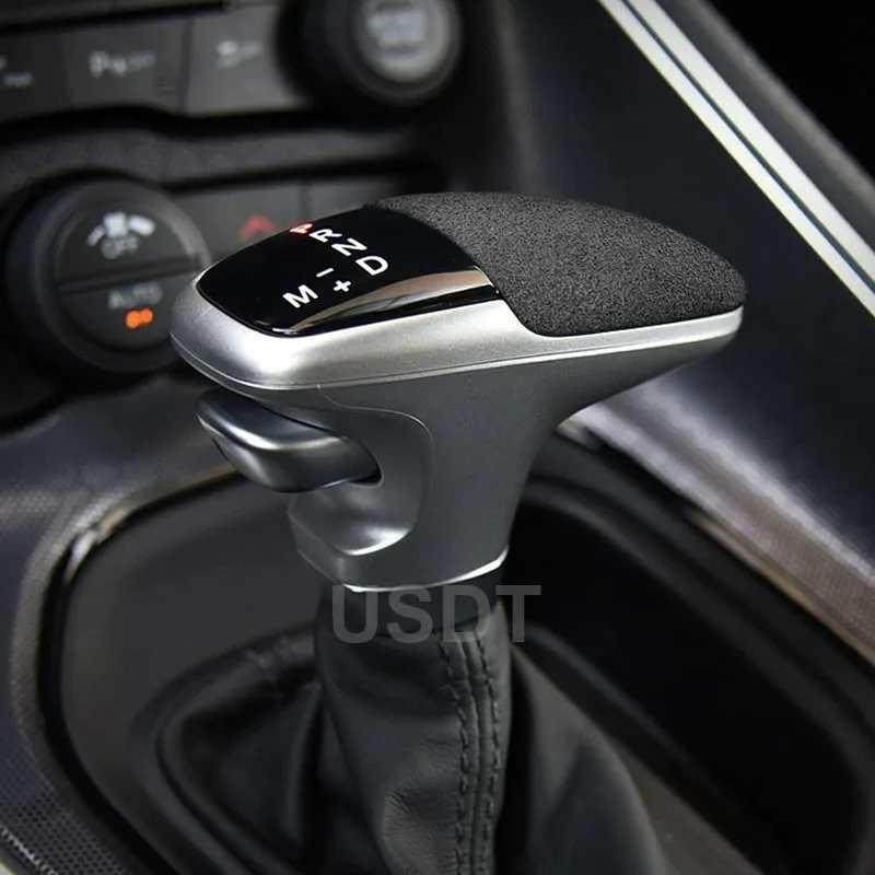 Fit for Dodge Challenger Charger 2015 2016 2018 2019 2020 2022 2023 Leather Car Gear Shift Knob Cover Suede Cap Protective Mat